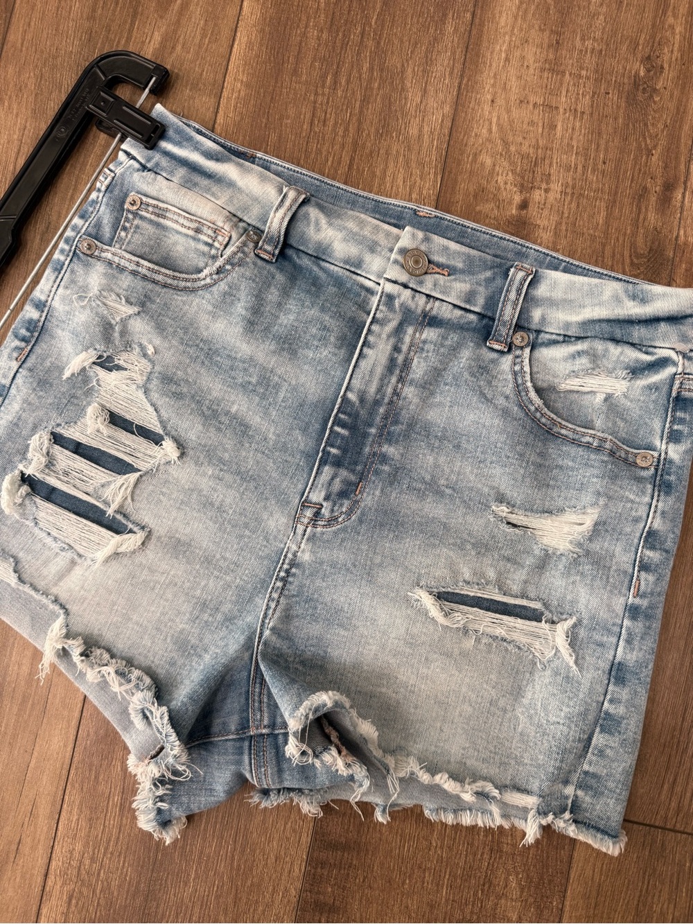 American Eagle Light Wash Distressed Denim Shorts